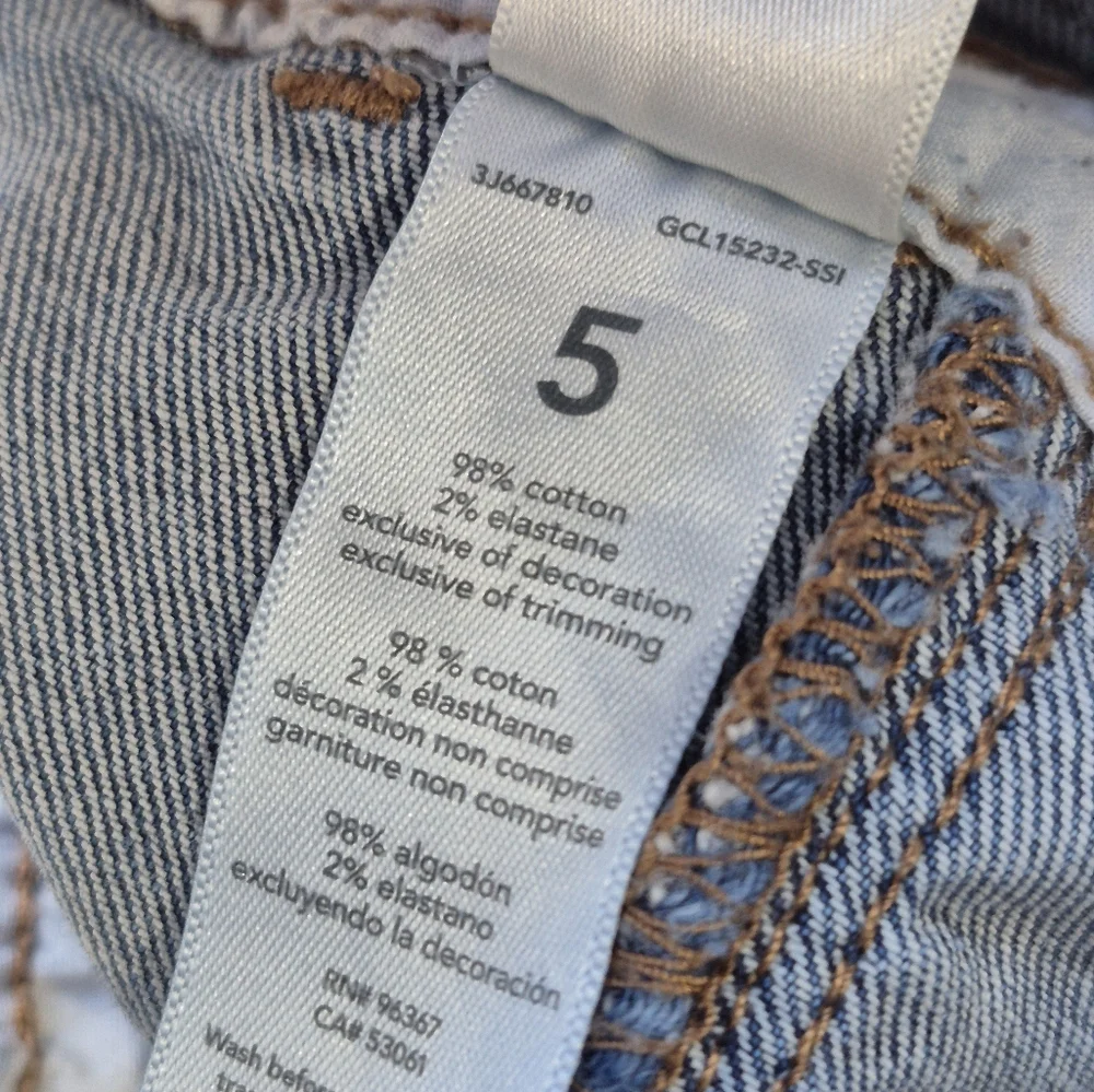 OshKosh‎ B'gosh Bibs Overalls Girls 5 Distressed Stretch Raw Hem Denim